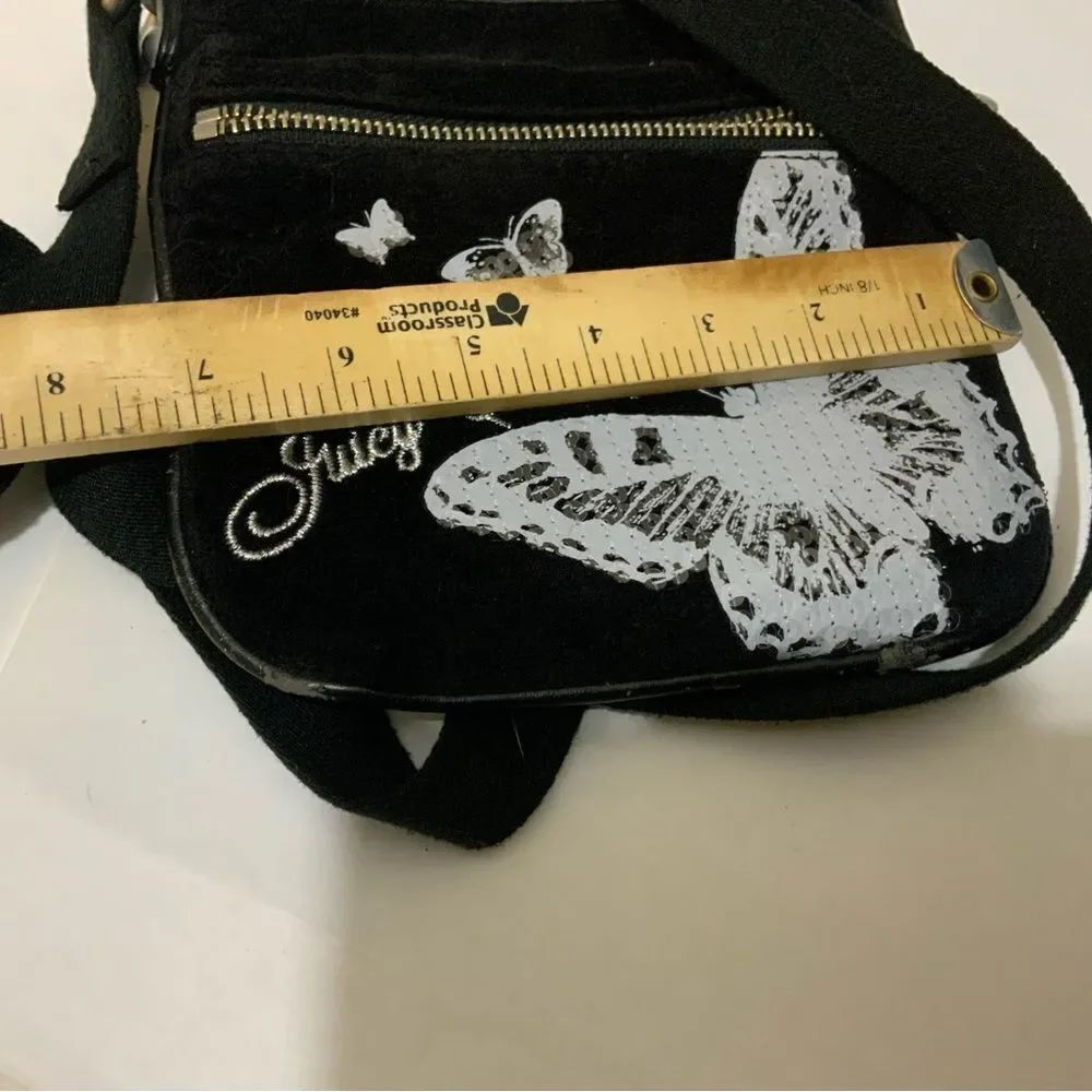 Juicy Couture Small Black crossbody velvet bag With Sequin Butterfly - Picture 9 of 9